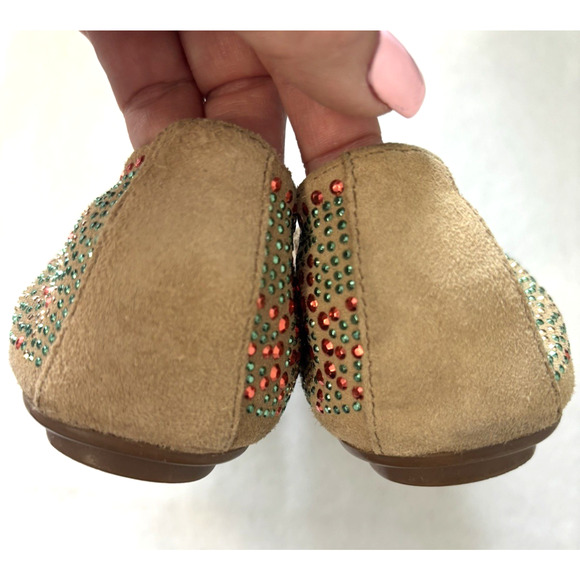 Vaneli Embellished Ballet Flats Beaded Sparkle Slip-On Gold Red Green Size 6M - Picture 4 of 8